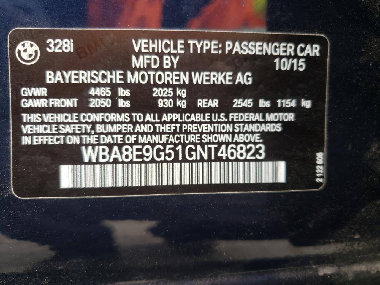 Photo 10 from auction – 2016 BMW 328 I SULE with VIN WBA8E9G51GNT46823