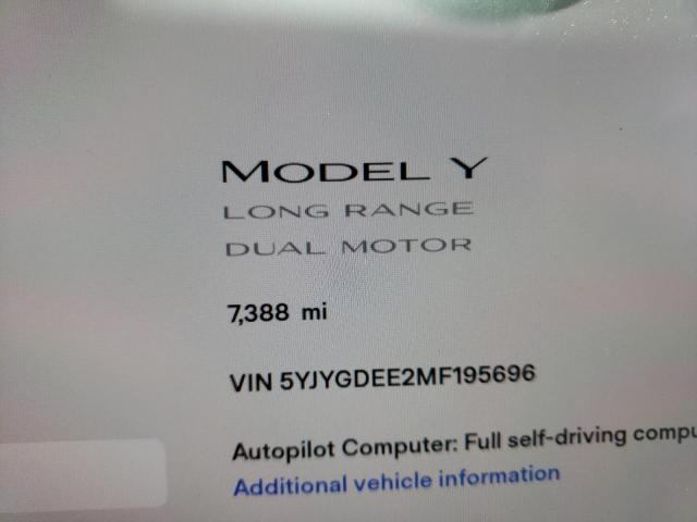 Photo 8 from auction – 2021 TESLA MODEL Y with VIN 5YJYGDEE2MF195696
