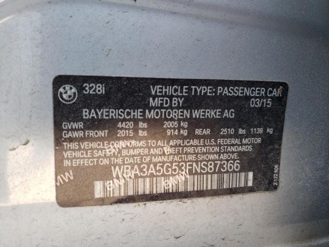 Photo 10 from auction – 2015 BMW 328 I with VIN WBA3A5G53FNS87366