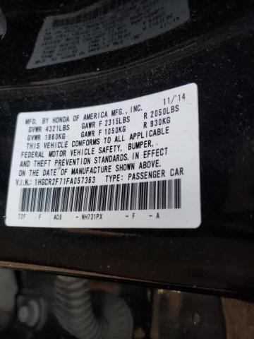 Photo 10 from auction – 2015 HONDA ACCORD EX with VIN 1HGCR2F71FA057363