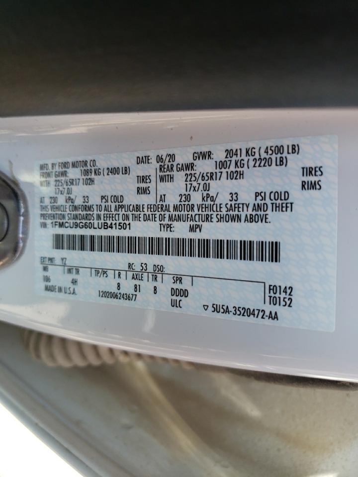 Photo 10 from auction – 2020 FORD ESCAPE SE with VIN 1FMCU9G60LUB41501