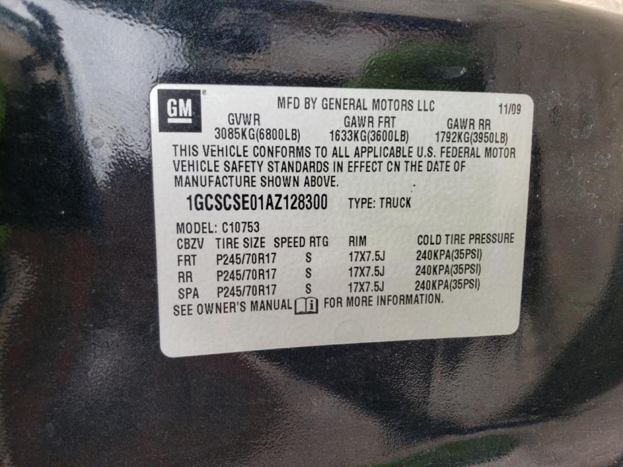 Photo 10 from auction – 2010 CHEVROLET SILVERADO with VIN 1GCSCSE01AZ128300