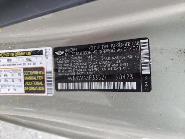 Photo 10 from auction – 2007 MINI COOPER with VIN WMWMF33527TT50423