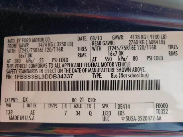 Photo 10 from auction – 2013 FORD ECONOLINE with VIN 1FBSS3BL3DDB34337