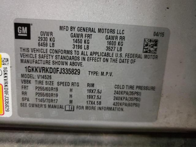 Photo 10 from auction – 2015 GMC ACADIA SLT with VIN 1GKKVRKD0FJ335829