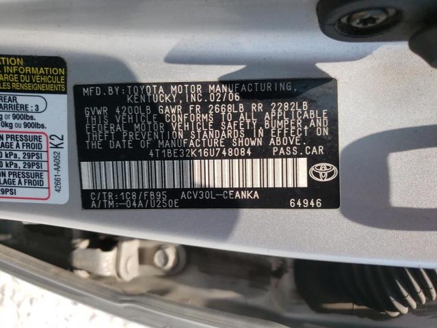 Photo 10 from auction – 2006 TOYOTA CAMRY LE with VIN 4T1BE32K16U748084