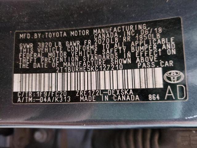 Photo 10 from auction – 2019 TOYOTA COROLLA L with VIN 2T1BURHE5KC127210