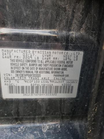 Photo 10 from auction – 2017 NISSAN SENTRA SR with VIN 3N1CB7AP8HY303320