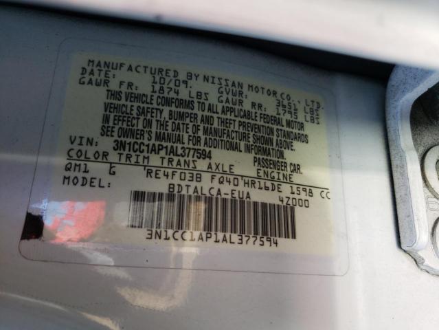 Photo 10 from auction – 2010 NISSAN VERSA S with VIN 3N1CC1AP1AL377594