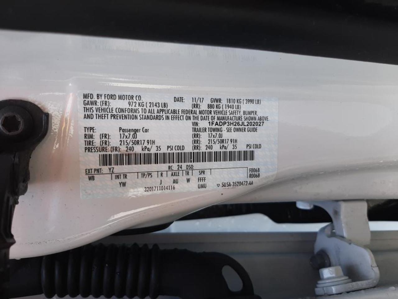 Photo 10 from auction – 2018 FORD FOCUS SEL with VIN 1FADP3H26JL202027