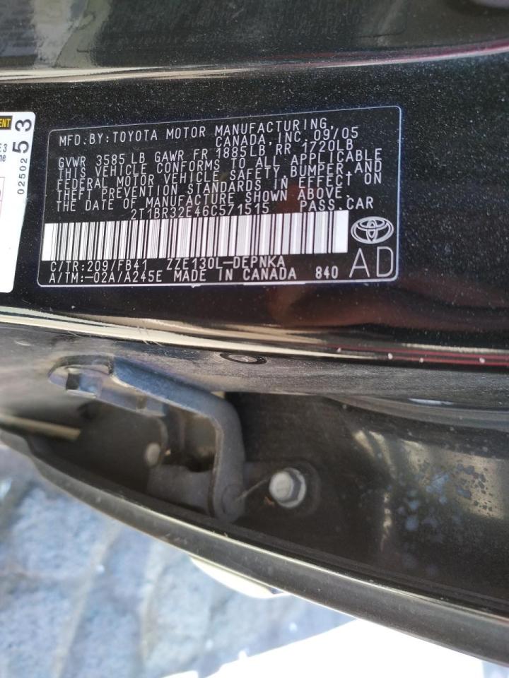 Photo 10 from auction – 2006 TOYOTA COROLLA CE with VIN 2T1BR32E46C571515