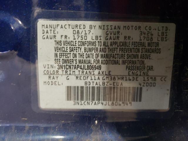 Photo 10 from auction – 2018 NISSAN VERSA S with VIN 3N1CN7AP4JL806949
