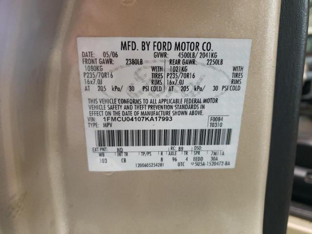 Zdjęcie 10 z aukcji – 2007 FORD ESCAPE LIM z VIN 1FMCU04107KA17993