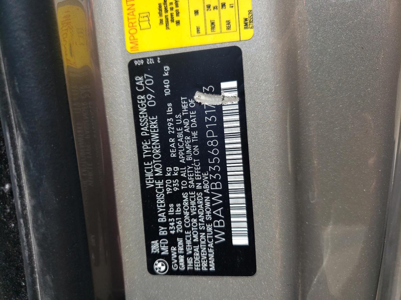 Photo 10 from auction – 2008 BMW 328 I with VIN WBAWB33568P131723