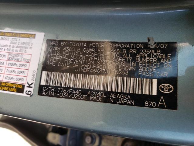Photo 10 from auction – 2007 TOYOTA CAMRY CE with VIN JTNBE46K473115263