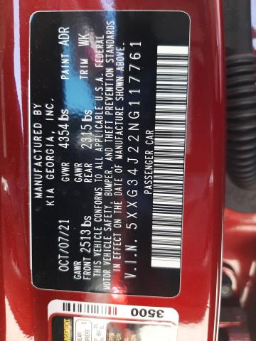 Photo 10 from auction – 2022 KIA K5 EX with VIN 5XXG34J22NG117761