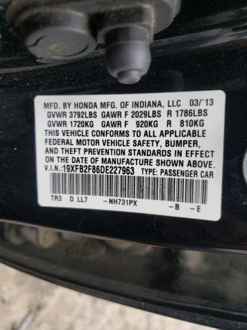 Photo 10 from auction – 2013 HONDA CIVIC EX with VIN 19XFB2F86DE227963