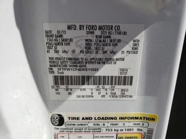 Photo 10 from auction – 2013 FORD F150 SUPER with VIN 1FTFW1CF4DKE11023