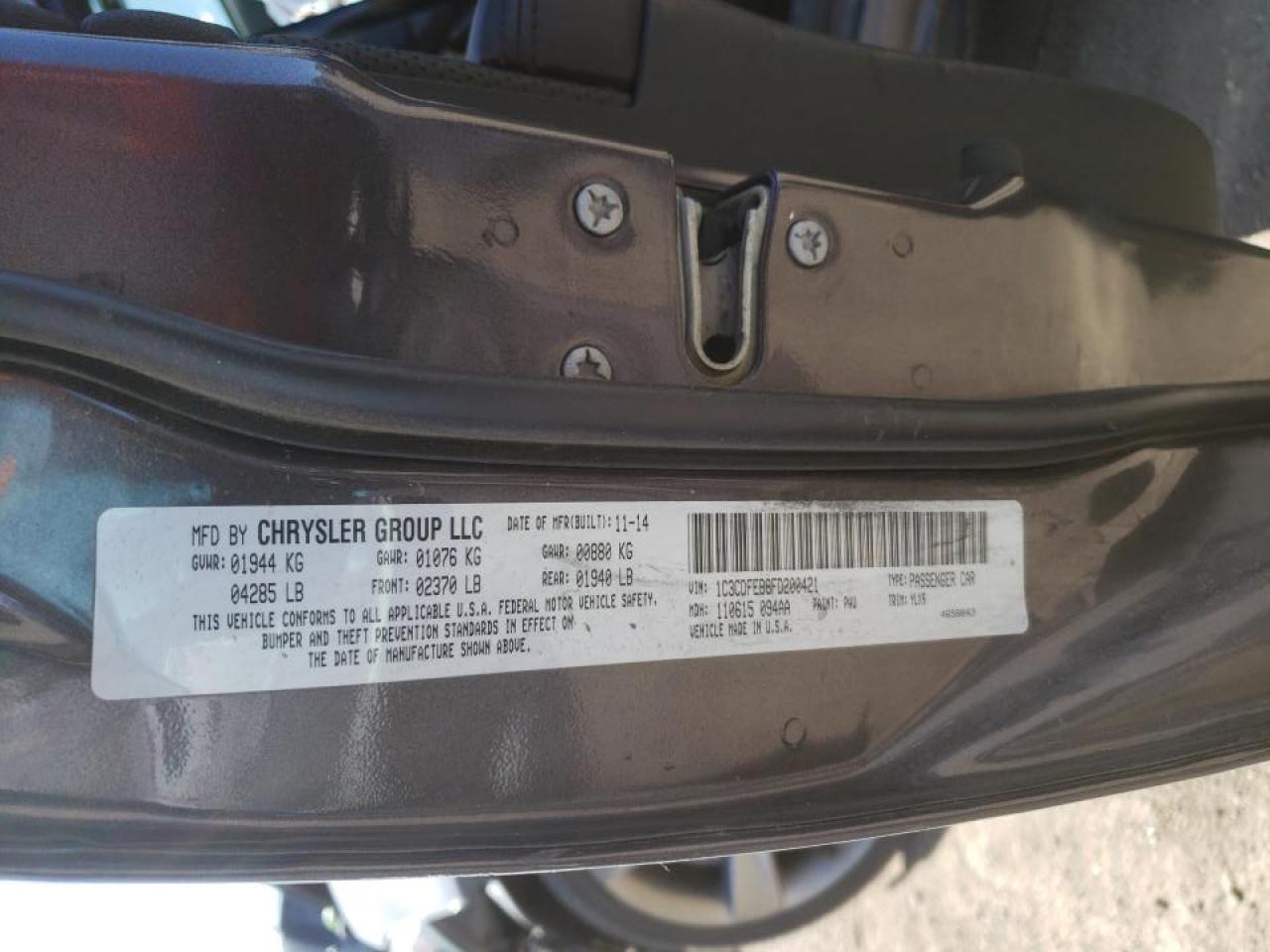 Photo 10 from auction – 2015 DODGE DART GT with VIN 1C3CDFEB8FD200421