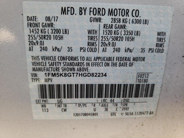 Photo 10 from auction – 2017 FORD EXPLORER S with VIN 1FM5K8GT7HGD82234