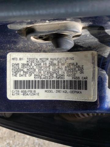 Photo 10 from auction – 2013 TOYOTA COROLLA BA with VIN 5YFBU4EE2DP150583