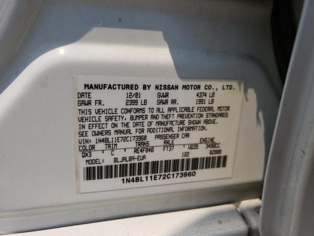 Photo 10 from auction – 2002 NISSAN ALTIMA SE with VIN 1N4BL11E72C173960