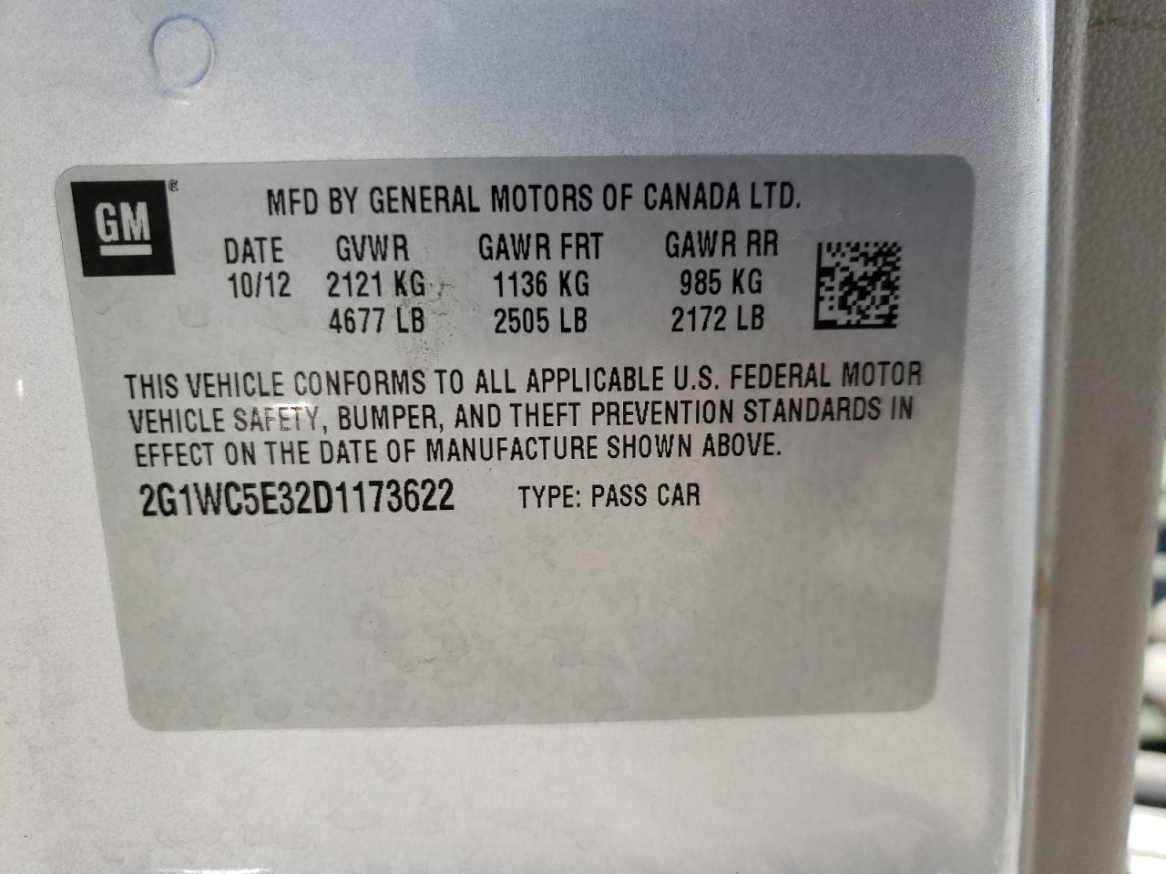 Photo 10 from auction – 2013 CHEVROLET IMPALA LTZ with VIN 2G1WC5E32D1173622
