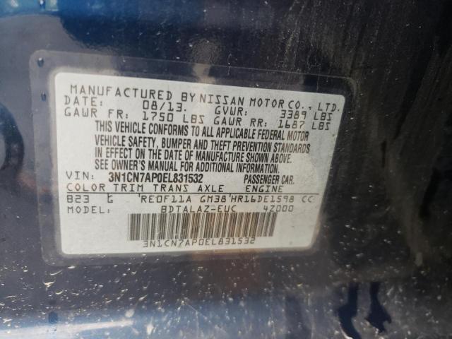 Photo 10 from auction – 2014 NISSAN VERSA with VIN 3N1CN7AP0EL831532