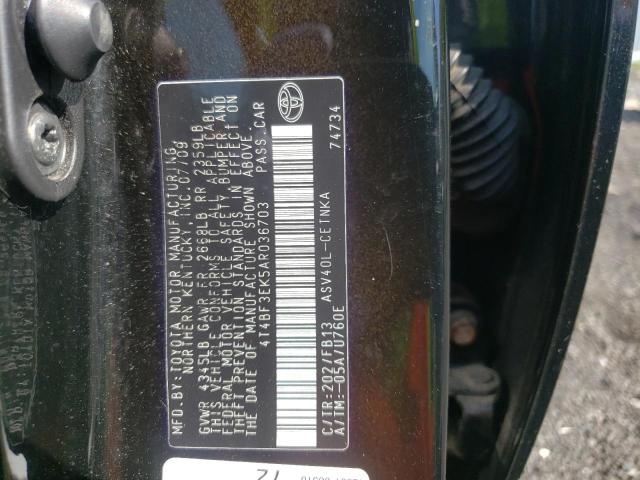 TOYOTA CAMRY BASE 2010 with VIN 4T4BF3EK5AR036703 - Photo from auction