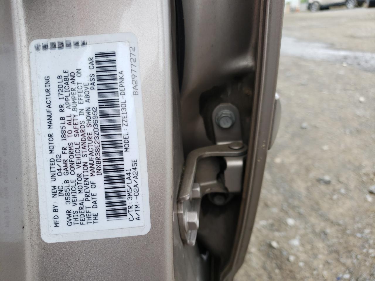 Photo 10 from auction – 2003 TOYOTA COROLLA CE with VIN 1NXBR38E23Z036992