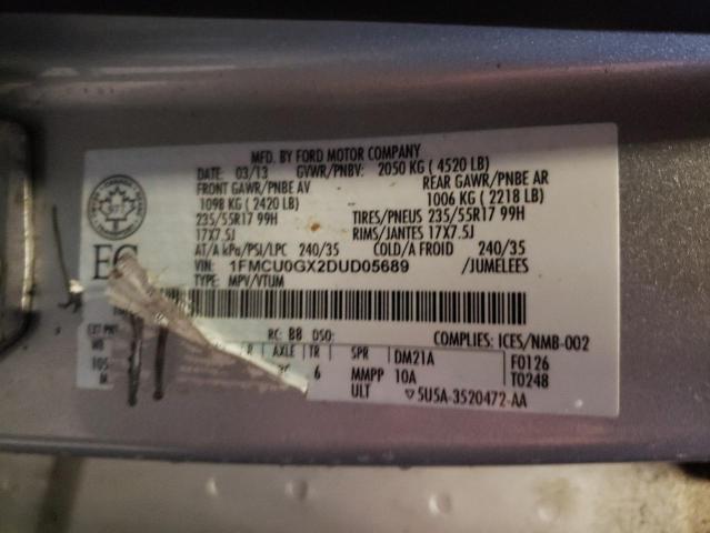 Photo 10 from auction – 2013 FORD ESCAPE SE with VIN 1FMCU0GX2DUD05689