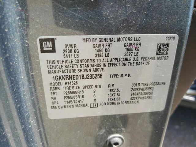 Photo 10 from auction – 2011 GMC ACADIA SLE with VIN 1GKKRNED1BJ235256