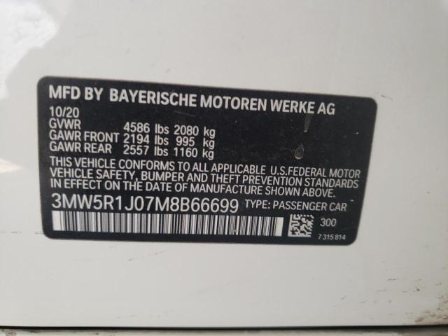 Photo 10 from auction – 2021 BMW 330I with VIN 3MW5R1J07M8B66699