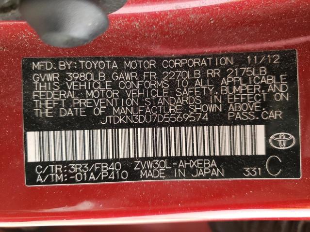 Photo 10 from auction – 2013 TOYOTA PRIUS with VIN JTDKN3DU7D5569574