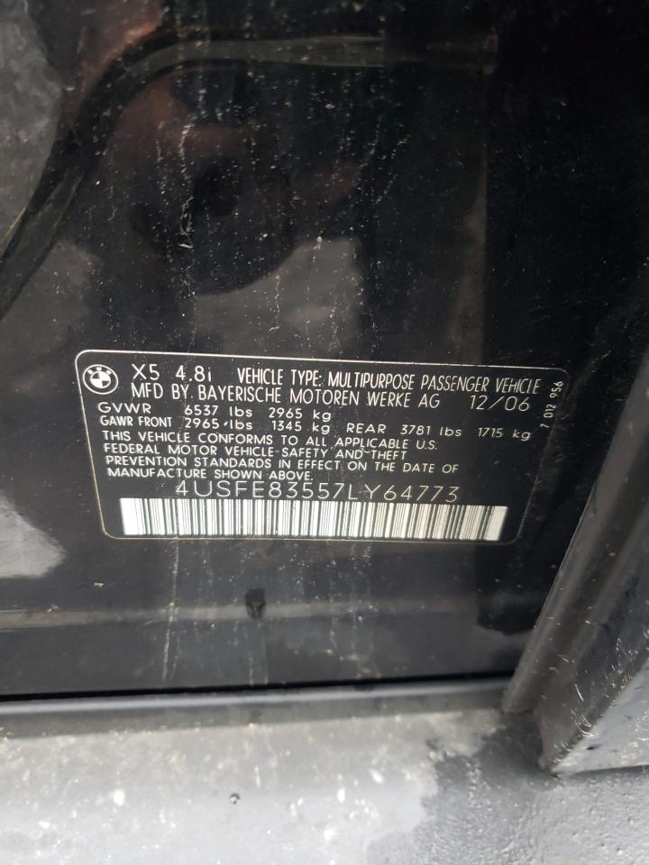 Photo 10 from auction – 2007 BMW X5 4.8I with VIN 4USFE83557LY64773