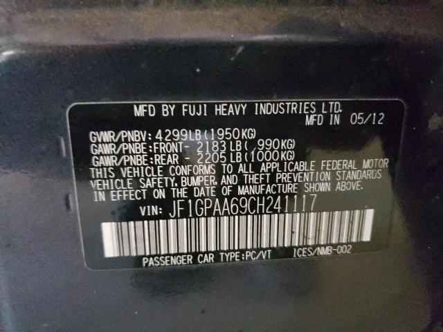 Photo 10 from auction – 2012 SUBARU IMPREZA with VIN JF1GPAA69CH241117