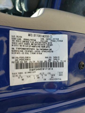 Photo 10 from auction – 2005 FORD FOCUS ZX4 with VIN 1FAFP34N85W171814
