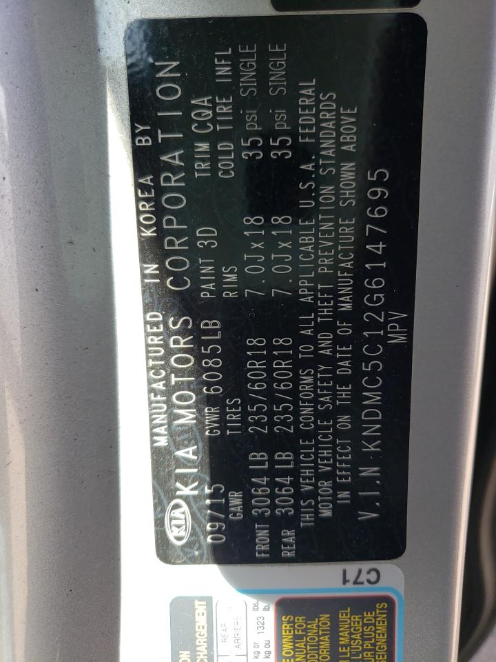 Photo 10 from auction – 2016 KIA SEDONA EX with VIN KNDMC5C12G6147695