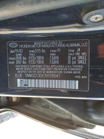 Photo 10 from auction – 2007 HYUNDAI SANTA FE G with VIN 5NMSG13DX7H119547