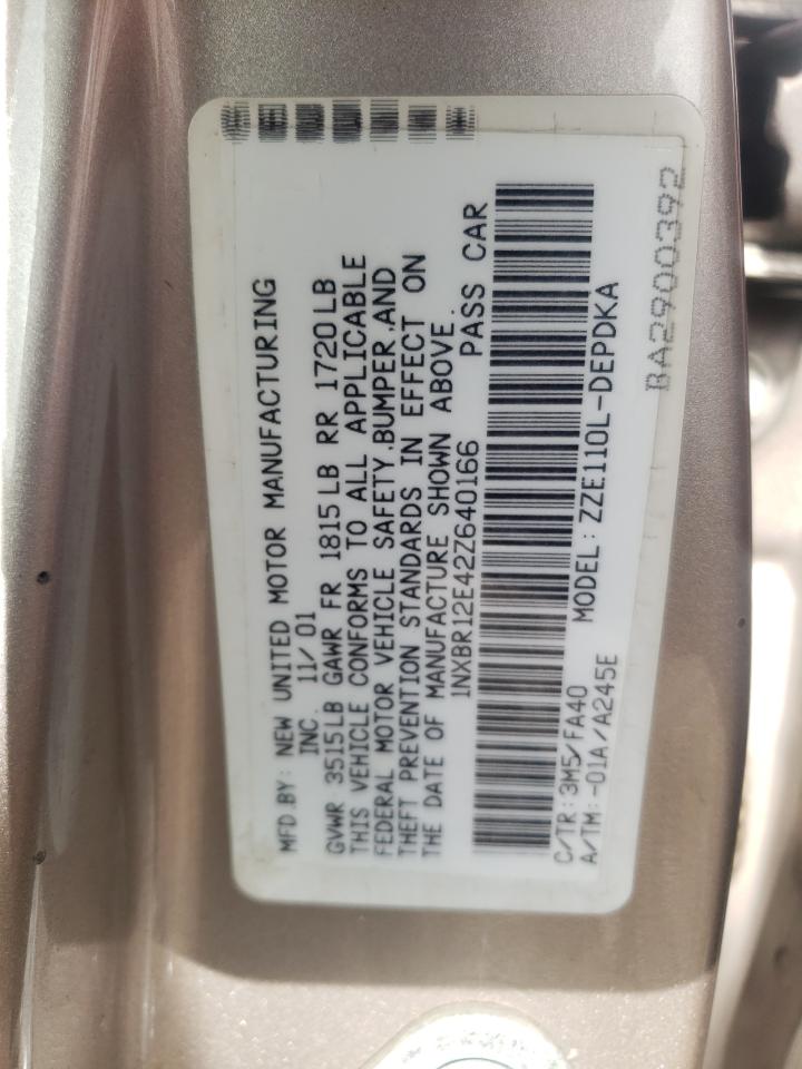 Photo 10 from auction – 2002 TOYOTA COROLLA CE with VIN 1NXBR12E42Z640166