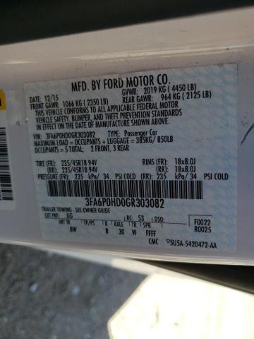 Photo 10 from auction – 2016 FORD FUSION SE with VIN 3FA6P0HD0GR303082