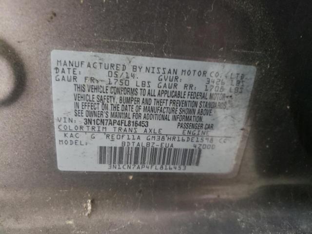 Photo 10 from auction – 2015 NISSAN VERSA S with VIN 3N1CN7AP4FL816453