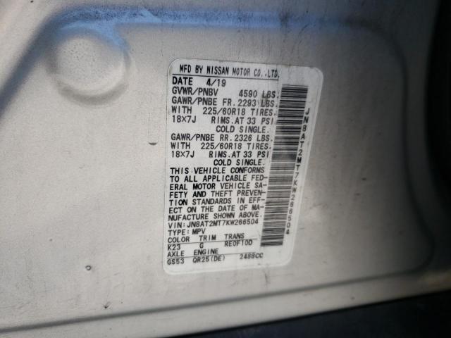Photo 10 from auction – 2019 NISSAN ROGUE S with VIN JN8AT2MT7KW266504