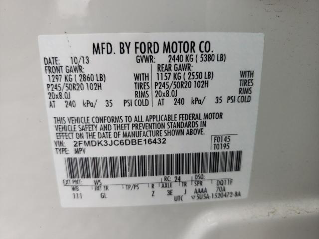 Photo 10 from auction – 2013 FORD EDGE SEL with VIN 2FMDK3JC6DBE16432
