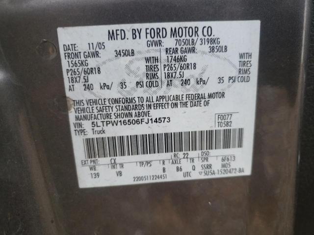 Photo 10 from auction – 2006 LINCOLN MARK LT with VIN 5LTPW16506FJ14573