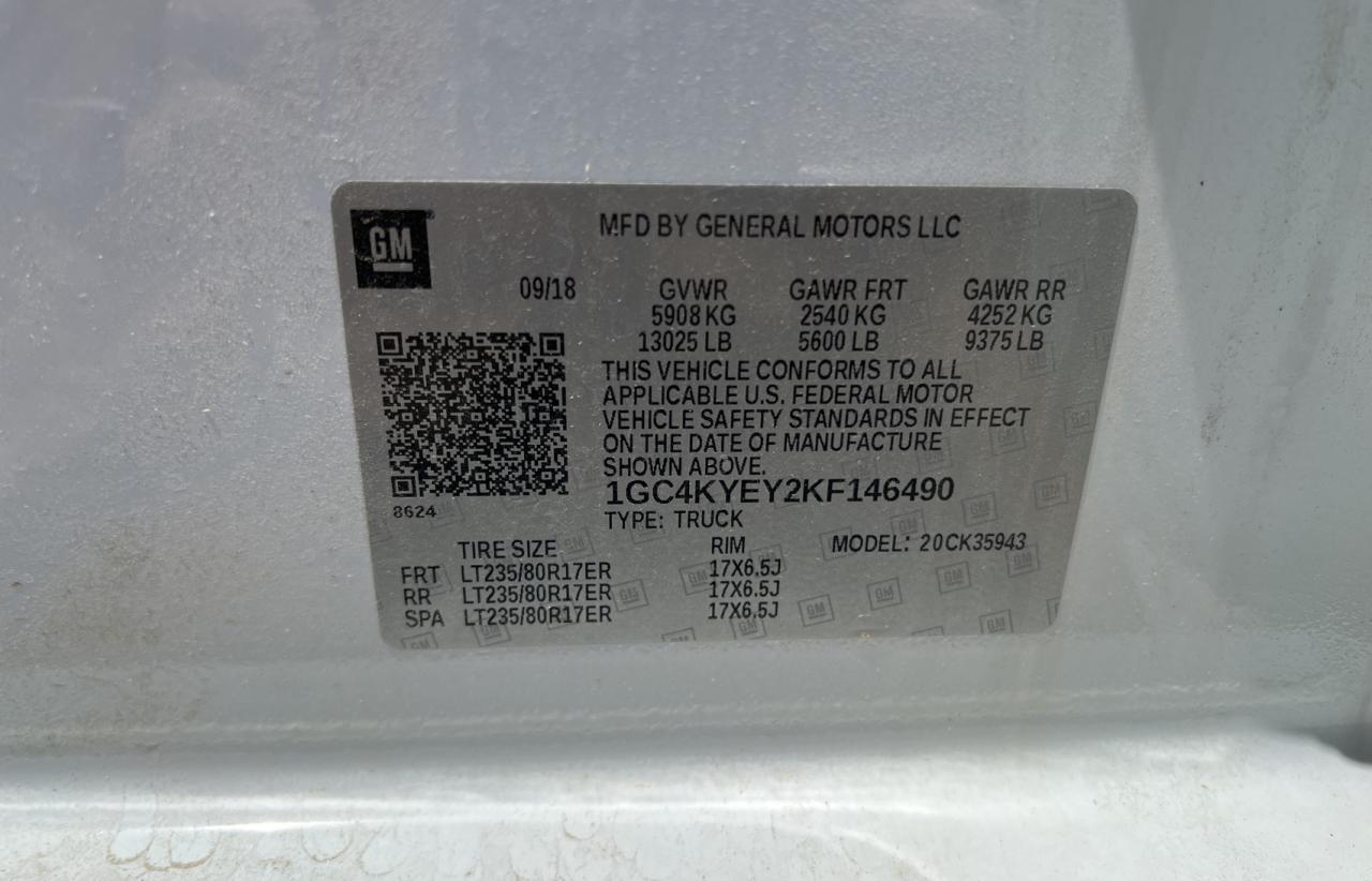 Photo 10 from auction – 2019 CHEVROLET SILVERADO with VIN 1GC4KYEY2KF146490