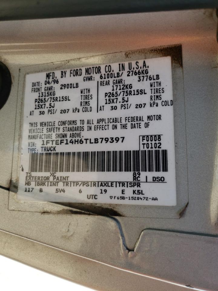 Photo 10 from auction – 1996 FORD F150 with VIN 1FTEF14H6TLB79397
