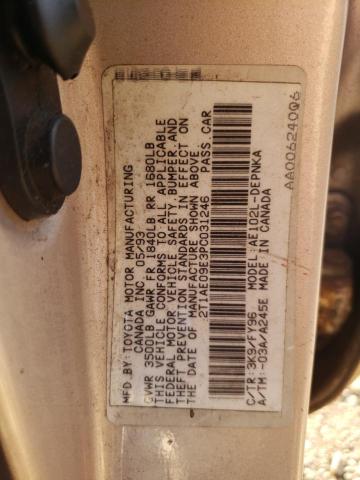 Photo 10 from auction – 1993 TOYOTA COROLLA LE with VIN 2T1AE09E3PC031246