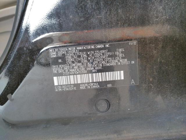 Photo 10 from auction – 2012 TOYOTA RAV4 with VIN 2T3ZF4DV1CW153568