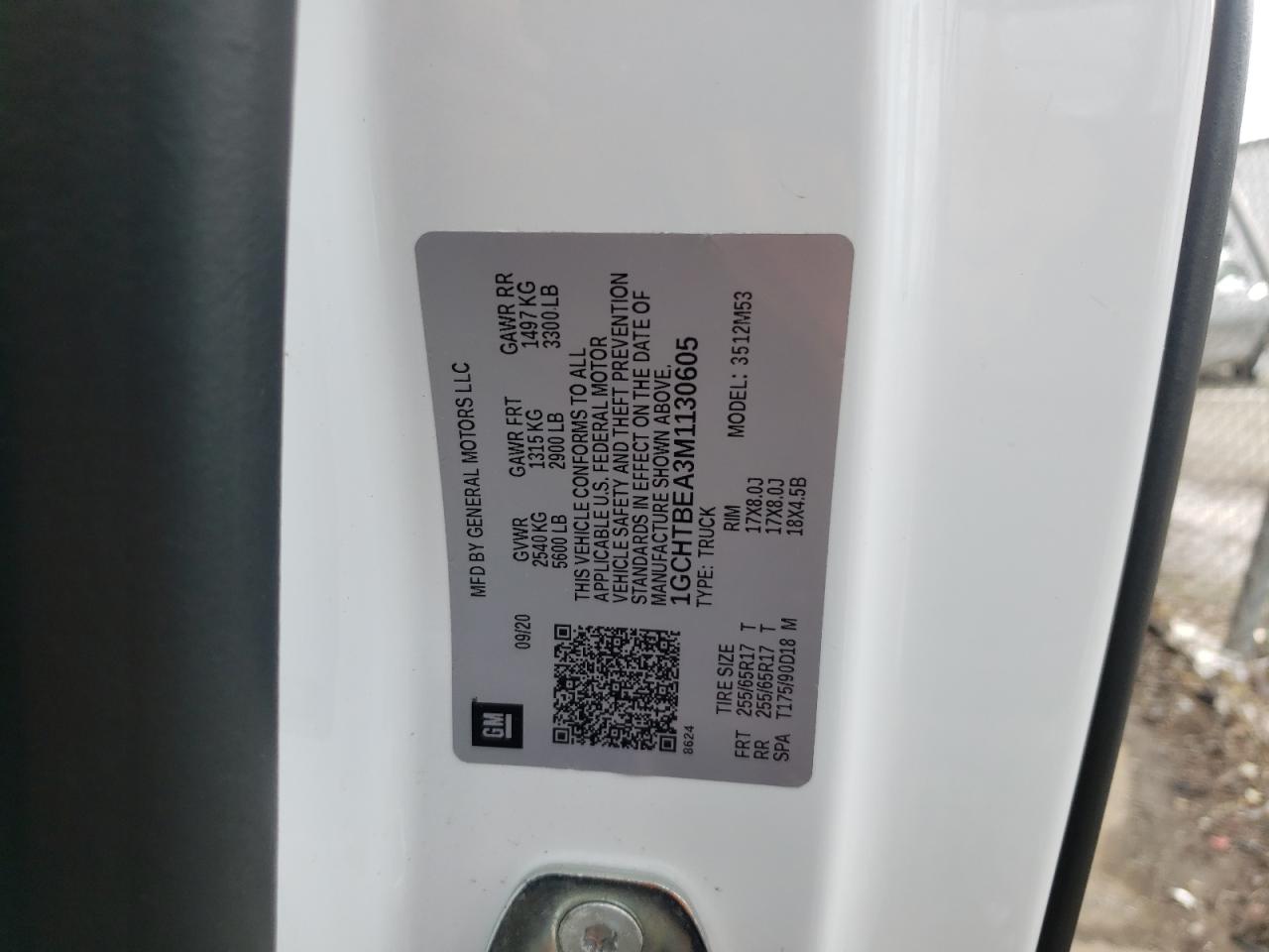 Photo 10 from auction – 2021 CHEVROLET COLORADO with VIN 1GCHTBEA3M1130605